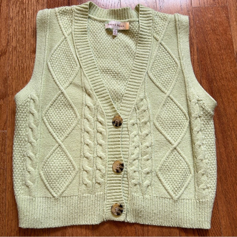 Pale bright green sweater vest Large